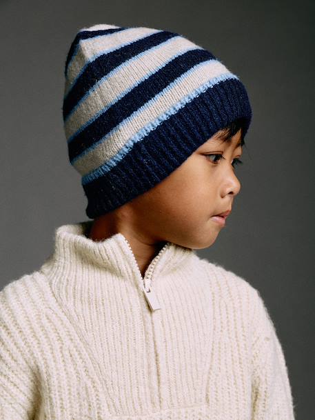 3-piece hat, snood and mittens set for boys marl white 