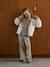 Buttoned cardigan for girls ecru+old rose 