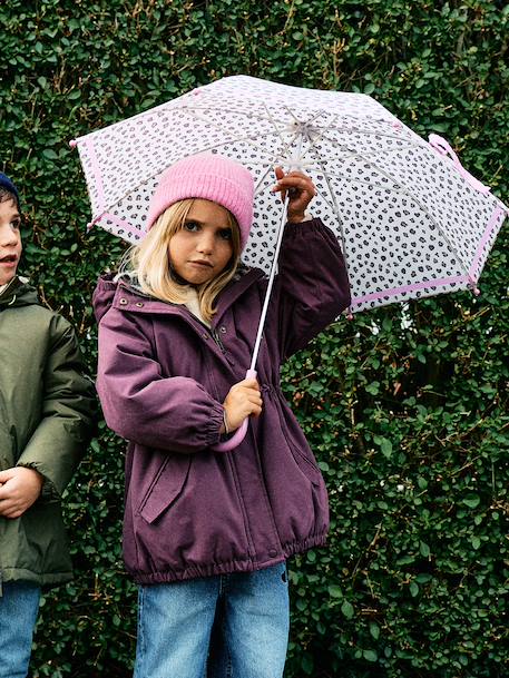 Hooded Parka with Faux Fur Lining for Girls black+camel+dark green+dusky pink+navy blue+plum 