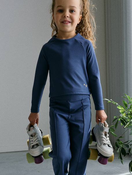 Technical long-sleeved T-shirt for girls medium blue 