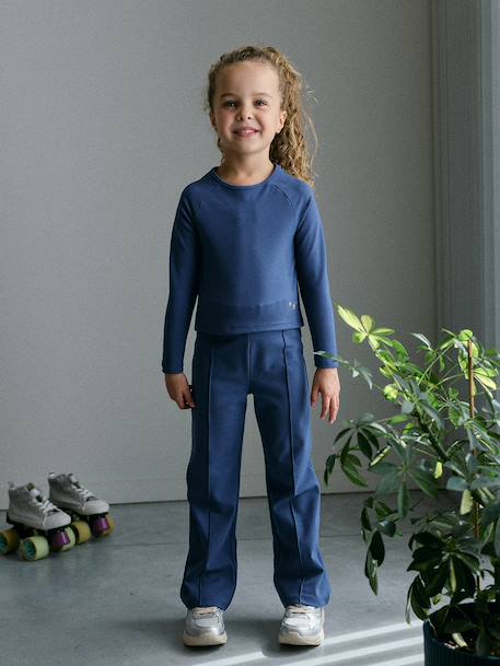 Technical long-sleeved T-shirt for girls medium blue 