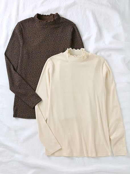 Pack of 2 maternity roll-neck tops ecru 