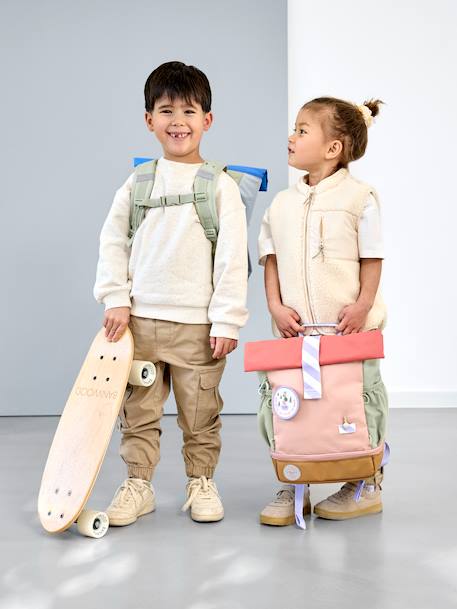 Rolltop backpack Sunny blue+rose 