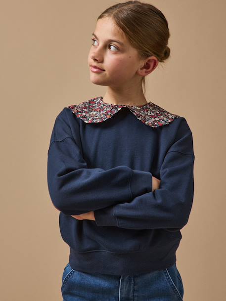 Sweatshirt with Claudine collar navy blue 