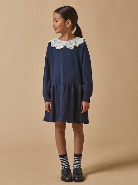 Dress with XL collar by CYRILLUS navy blue 