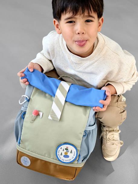 Rolltop backpack Sunny blue+rose 