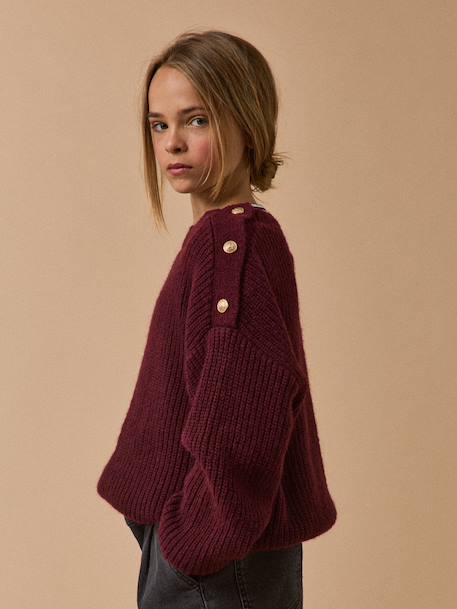 Pearl knit jumper by CYRILLUS bordeaux red 