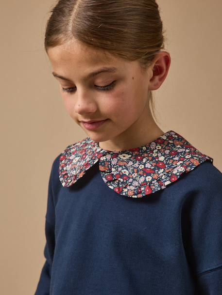 Sweatshirt with Claudine collar navy blue 