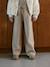 Wide-leg knitted trousers for girls anthracite+beige 