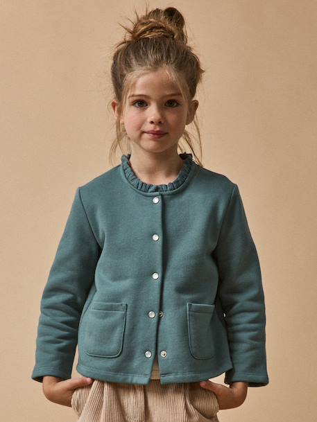 Fleece cardigan by CYRILLUS dark green 