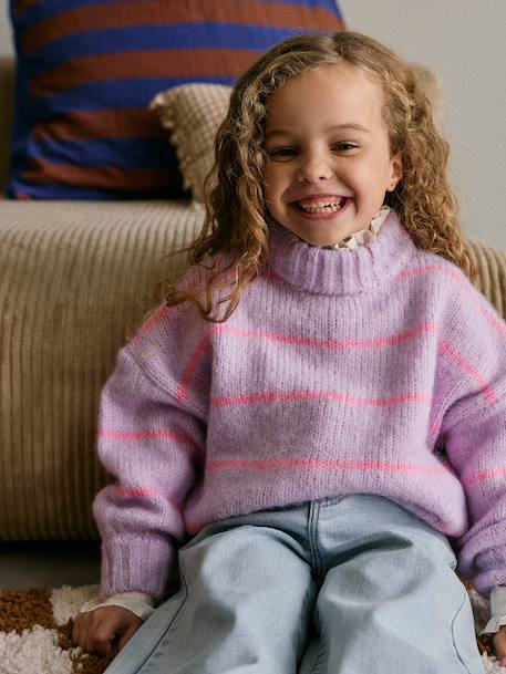 Loose-fit jumper for girls violet 