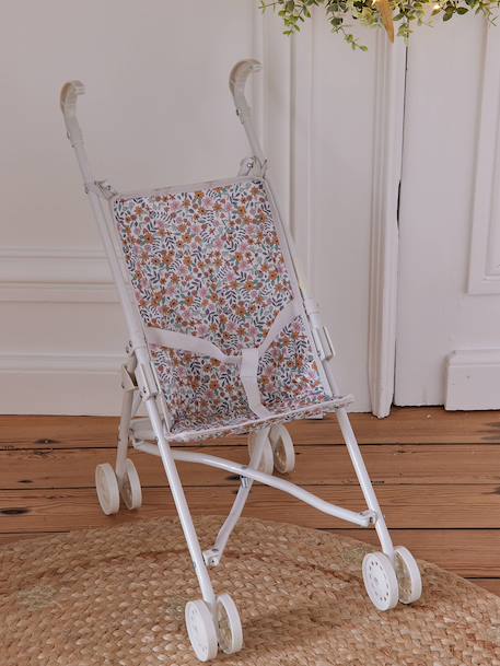 Doll pushchair green+rose+yellow 