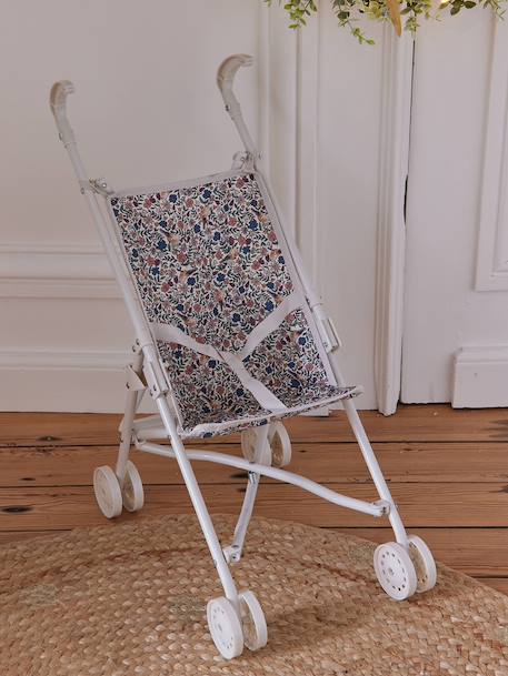 Doll pushchair green+rose 