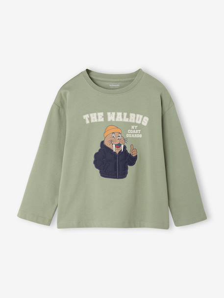Long-sleeved T-shirt for boys sage green+white 