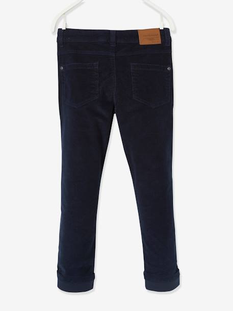 Slim Leg Corduroy Trousers for Boys bordeaux red+Dark Blue+Tan 