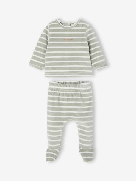 Pack of 2 newborn long-sleeved pyjamas sage green 
