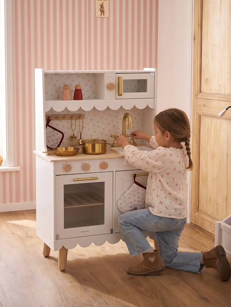 FSC® wooden festoon play kitchen with accessories white 