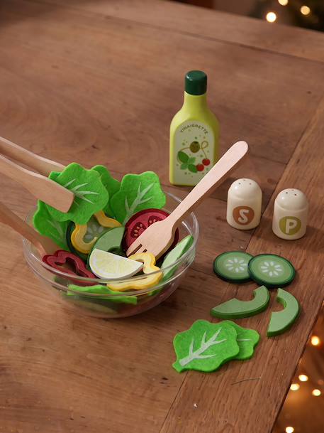 FSC 100% wooden salad set with spinner ecru 