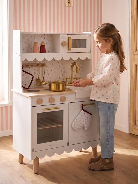 FSC® wooden festoon play kitchen with accessories white 