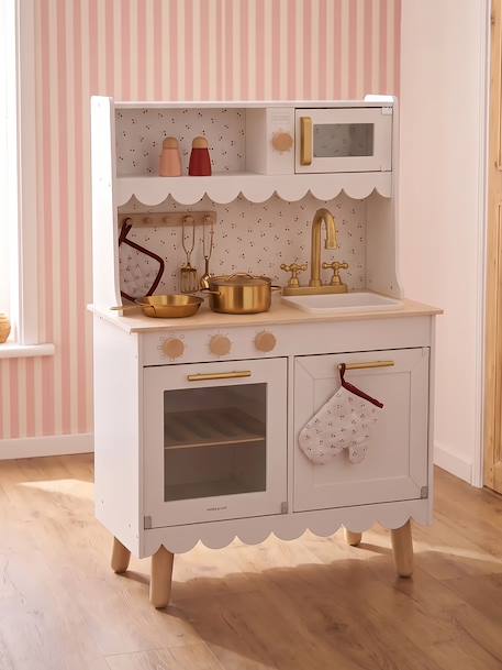 FSC® wooden festoon play kitchen with accessories white 
