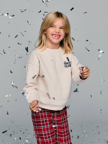 Pyjamas in sweatshirt fabric and flannel for girls red 