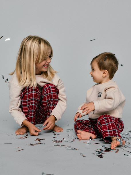 Pyjamas in sweatshirt fabric and flannel for girls red 