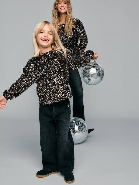 Sequin sweatshirt for girls chocolate 