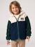 Zip-up hooded cardigan for boys fir green+medium blue 