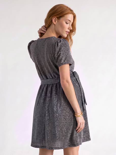 Wrap maternity and nursing dress silver 