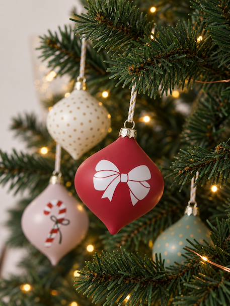 Pack of 10 Christmas tree baubles multicoloured 