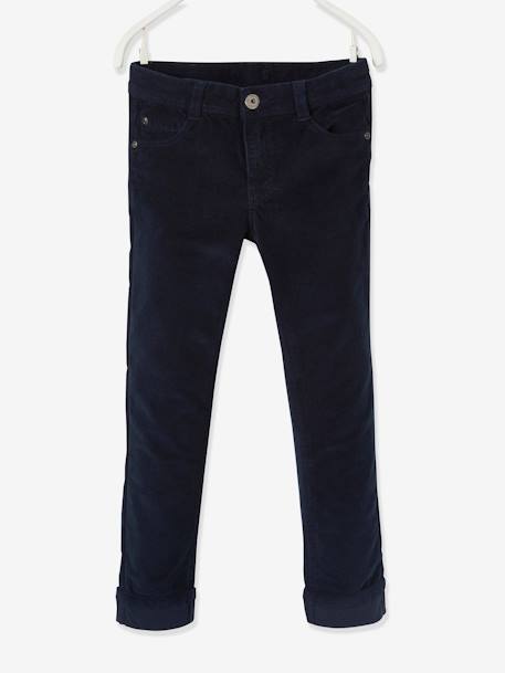 Slim Leg Corduroy Trousers for Boys bordeaux red+Dark Blue+Tan 