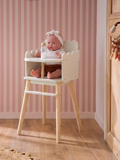 FSC® scalloped wooden doll's high chair white 