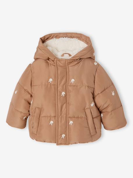 Hooded puffer jacket for baby girls hazel+night blue 