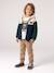 Zip-up hooded cardigan for boys fir green+medium blue 