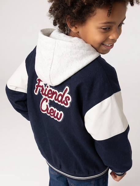 Teddy jacket with detachable hood for boys navy blue 