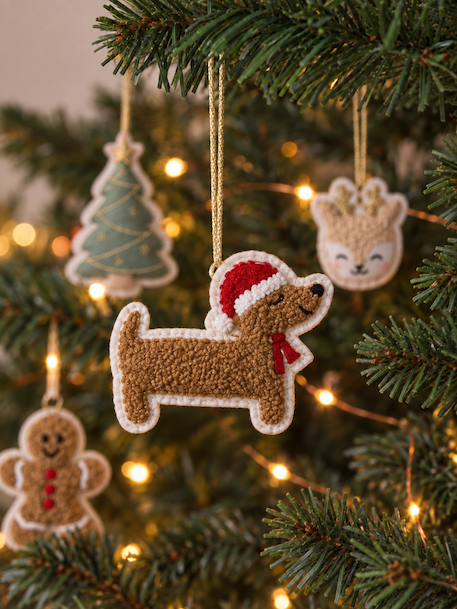 Pack of 10 felt tree decorations red 