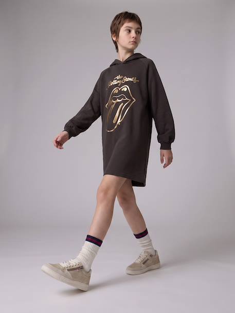 Hooded sweatshirt dress Rolling Stones for girls anthracite 