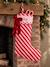 Striped Christmas stocking with scalloped trim red 