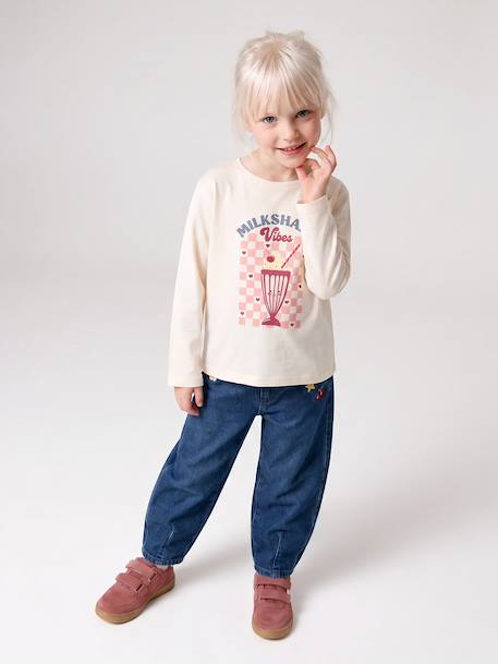 Long-sleeved T-shirt for girls ecru 