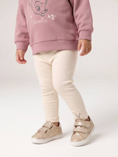 Trainers with leather velcro straps for babies gold+rosy+white 