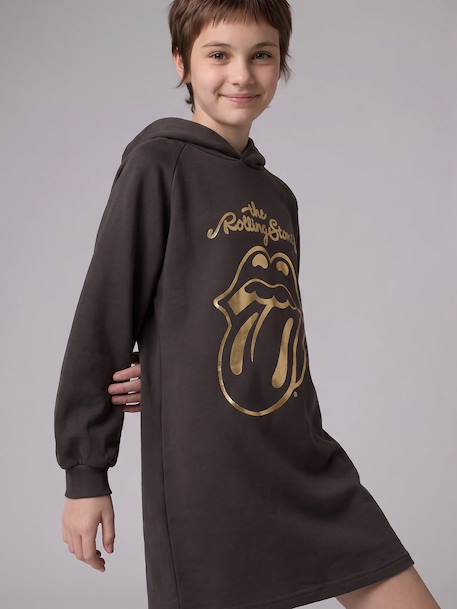 Hooded sweatshirt dress Rolling Stones for girls anthracite 