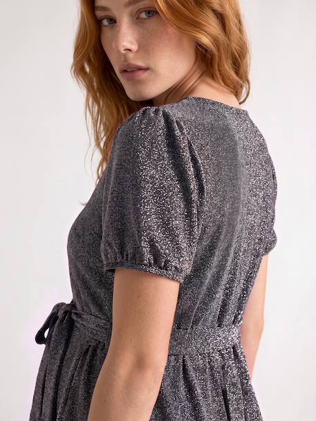 Wrap maternity and nursing dress silver 