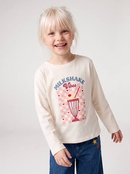 Long-sleeved T-shirt for girls ecru 