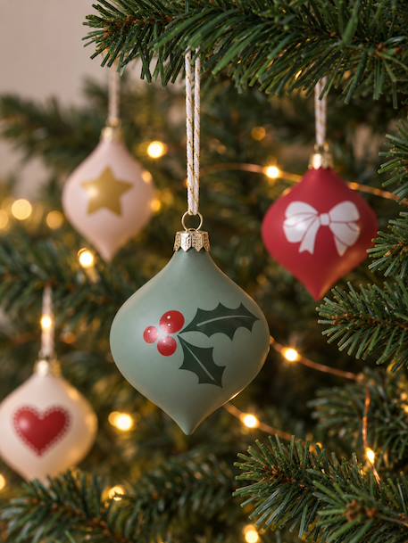 Pack of 10 Christmas tree baubles multicoloured 
