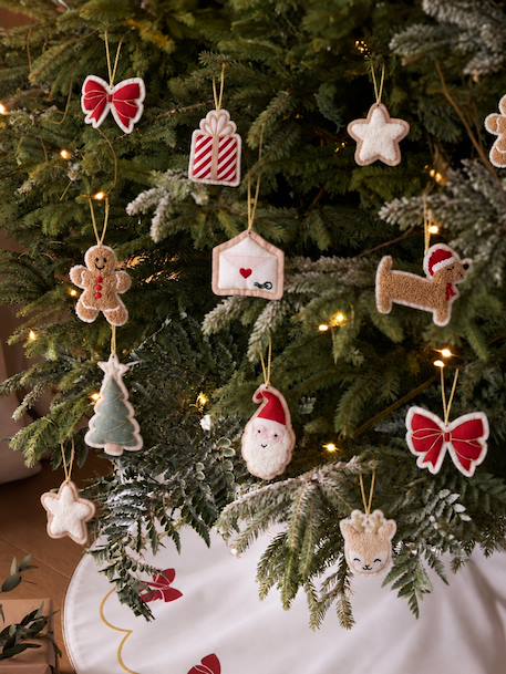 Pack of 10 felt tree decorations red 