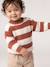 Striped jumper for baby boys navy blue+terracotta 
