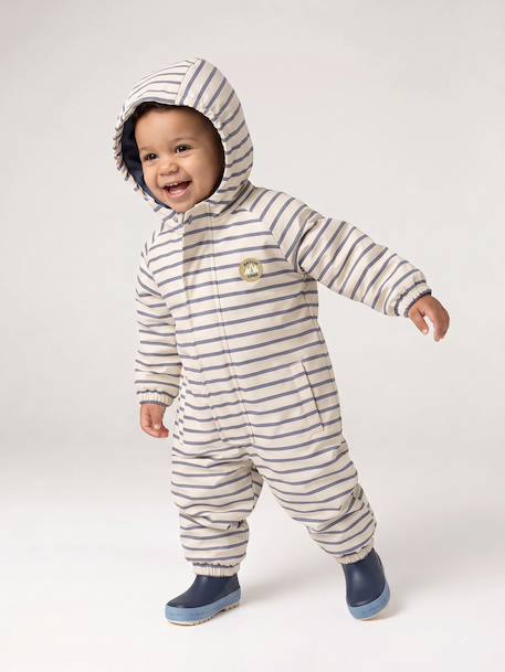Water-Repellent Pramsuit with Hood, Lined in Polar Fleece, for Babies sage green+sandy beige 