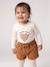 Long-sleeved baby t-shirt with leopard heart pattern ecru+navy blue 