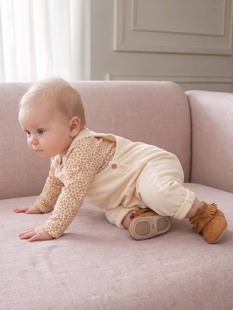 Dungaree set and bodysuit for baby girls vanilla 