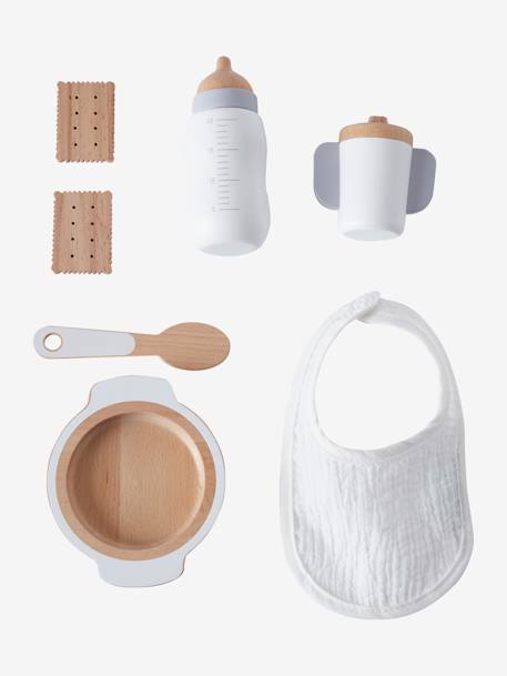 Set of Wooden Mealtime Accessories for Dolls - FSC®100% Certified Wood/White 